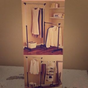 A corner Garment rack